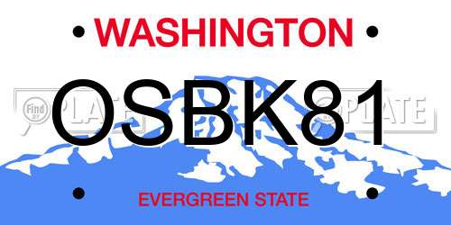 OSBK81 Washington License Plate