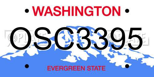 OSC3395 Washington License Plate