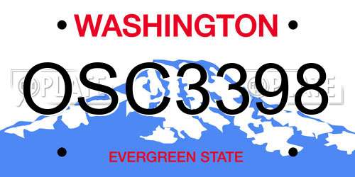 OSC3398 Washington License Plate