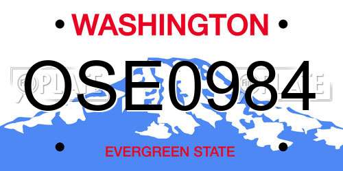 OSE0984 Washington License Plate