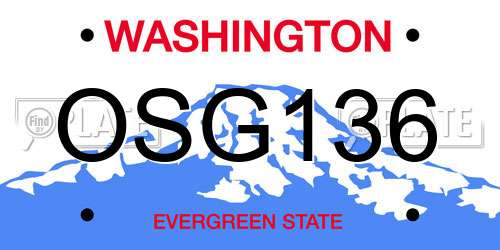 OSG136 Washington License Plate