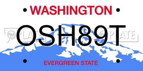OSH89T Washington License Plate