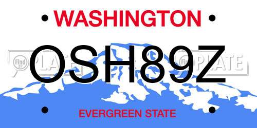 OSH89Z Washington License Plate