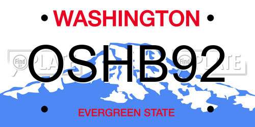 OSHB92 Washington License Plate