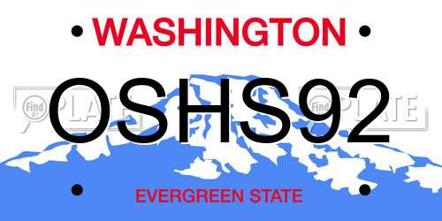 OSHS92 Washington License Plate