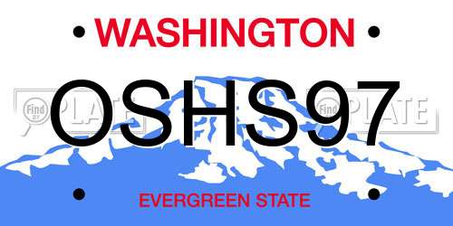 OSHS97 Washington License Plate