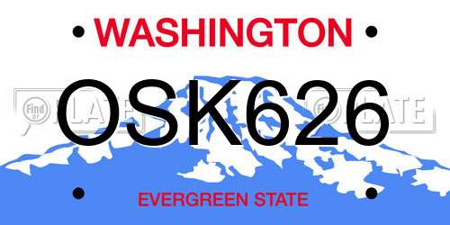 OSK626 Washington License Plate