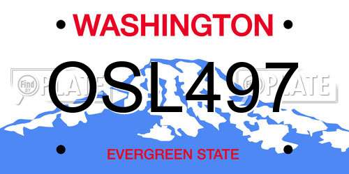 OSL497 Washington License Plate