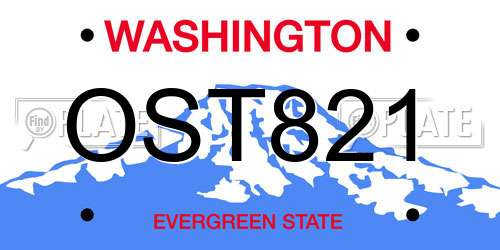OST821 Washington License Plate