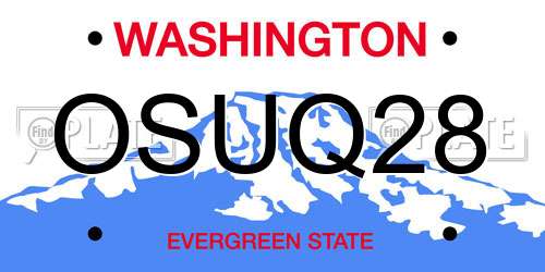 OSUQ28 Washington License Plate