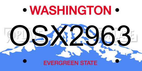OSX2963 Washington License Plate