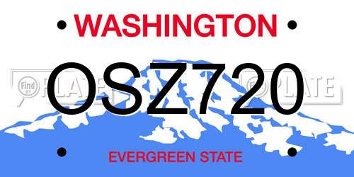 OSZ720 Washington License Plate