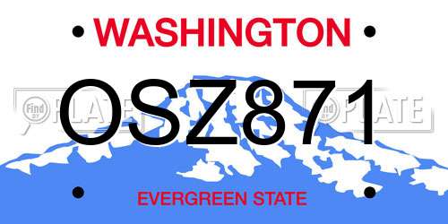 OSZ871 Washington License Plate