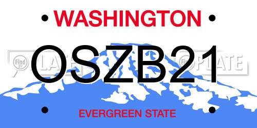 OSZB21 Washington License Plate