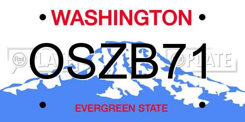 OSZB71 Washington License Plate