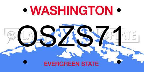 OSZS71 Washington License Plate