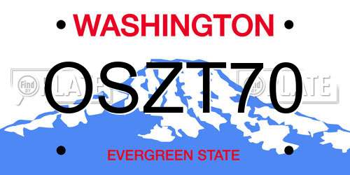 OSZT70 Washington License Plate