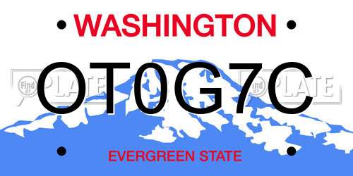 OT0G7C Washington License Plate