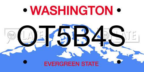 OT5B4S Washington License Plate
