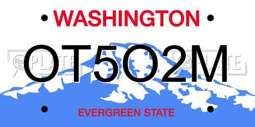 OT5O2M Washington License Plate