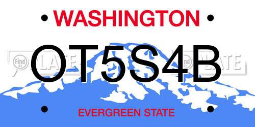 OT5S4B Washington License Plate