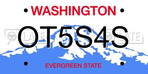 OT5S4S Washington License Plate
