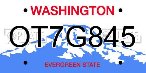 OT7G845 Washington License Plate