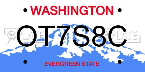 OT7S8C Washington License Plate