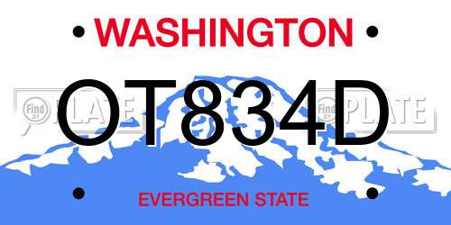 OT834D Washington License Plate