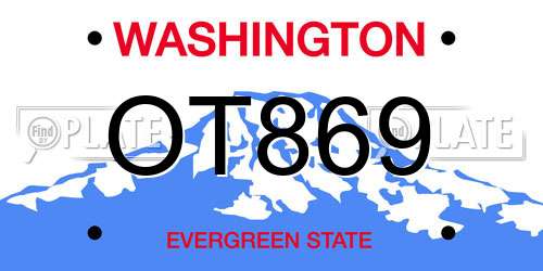 OT869 Washington License Plate