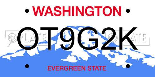 OT9G2K Washington License Plate