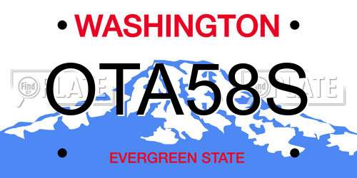 OTA58S Washington License Plate