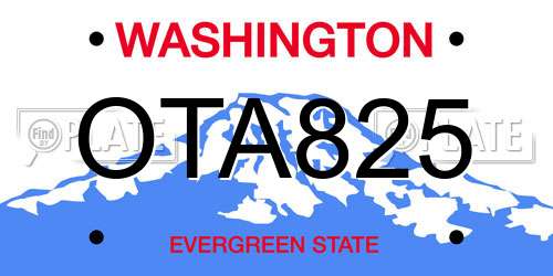 OTA825 Washington License Plate