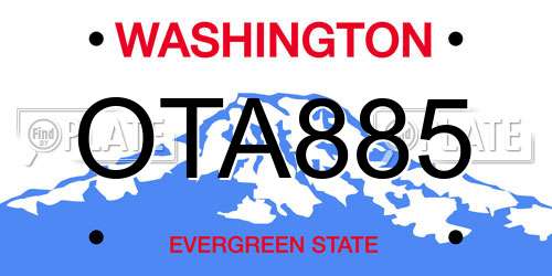 OTA885 Washington License Plate