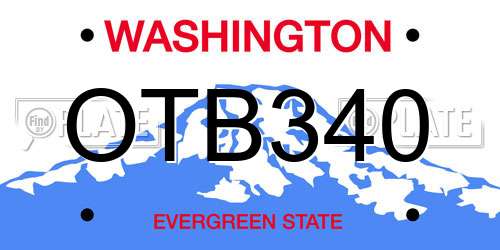 OTB340 Washington License Plate
