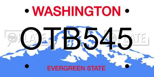 OTB545 Washington License Plate