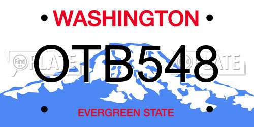 OTB548 Washington License Plate