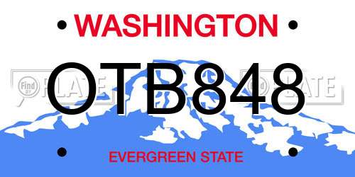 OTB848 Washington License Plate