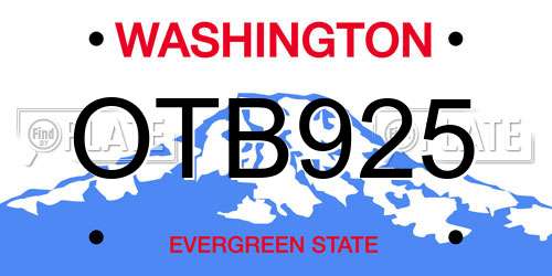 OTB925 Washington License Plate