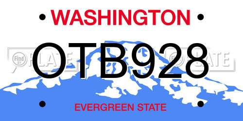 OTB928 Washington License Plate