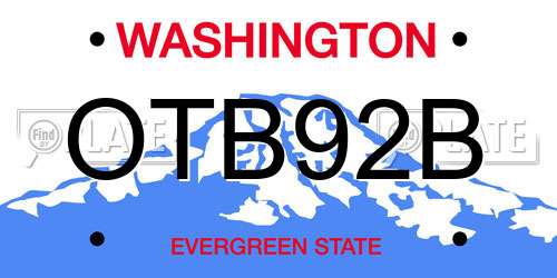 OTB92B Washington License Plate