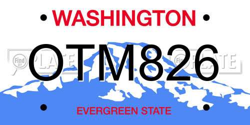 OTM826 Washington License Plate