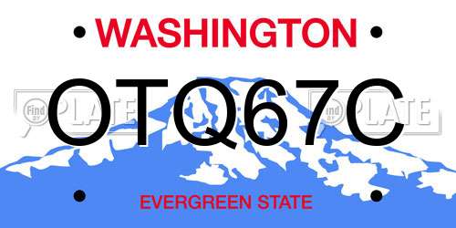 OTQ67C Washington License Plate