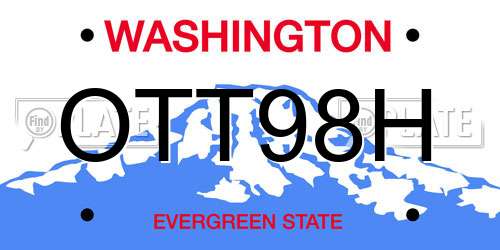 OTT98H Washington License Plate