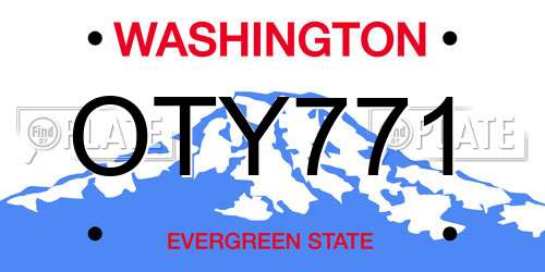 OTY771 Washington License Plate