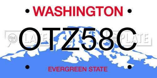 OTZ58C Washington License Plate