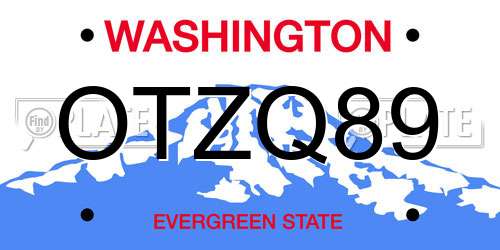OTZQ89 Washington License Plate