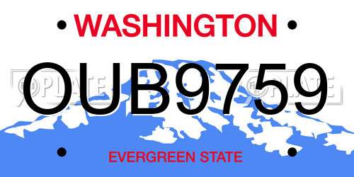 OUB9759 Washington License Plate