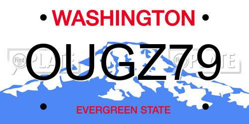 OUGZ79 Washington License Plate