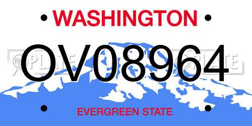 OV08964 Washington License Plate
